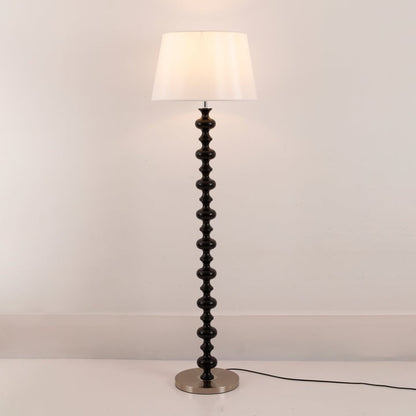 Sculptural Black Base Floor Lamp with Ivory Shade