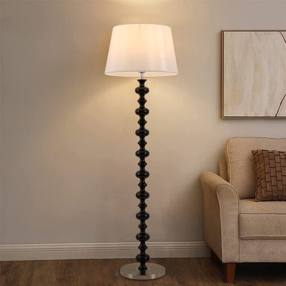 Sculptural Black Base Floor Lamp with Ivory Shade