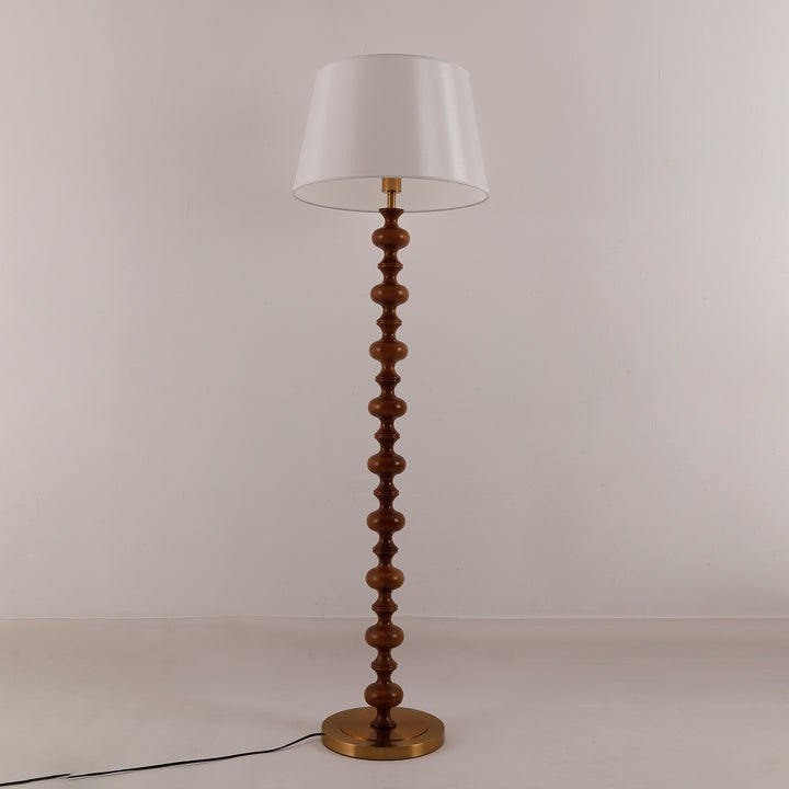 Sculptural Black Base Floor Lamp with Ivory Shade