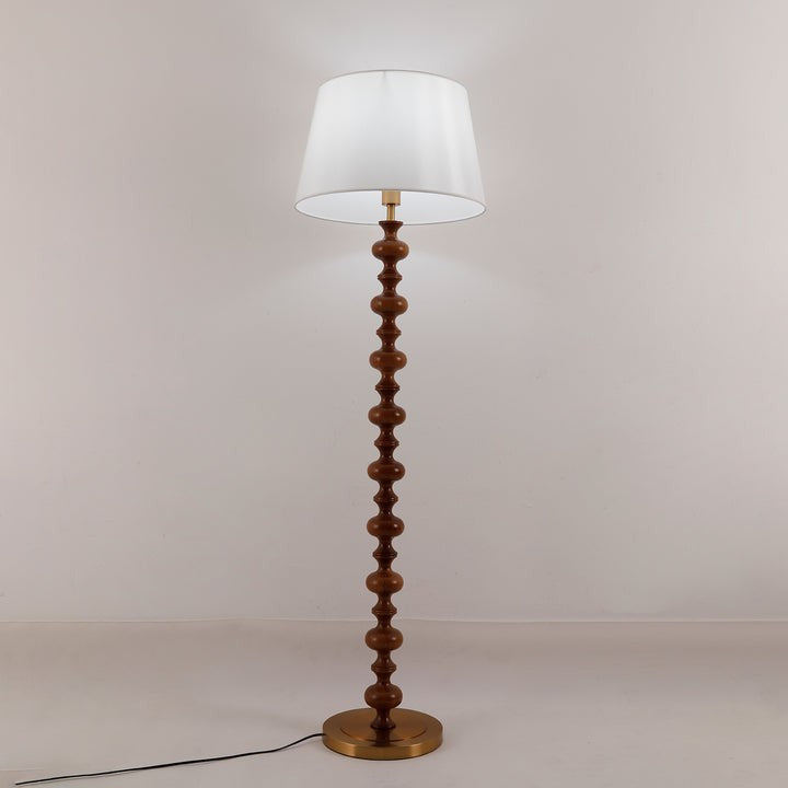 Sculptural Black Base Floor Lamp with Ivory Shade