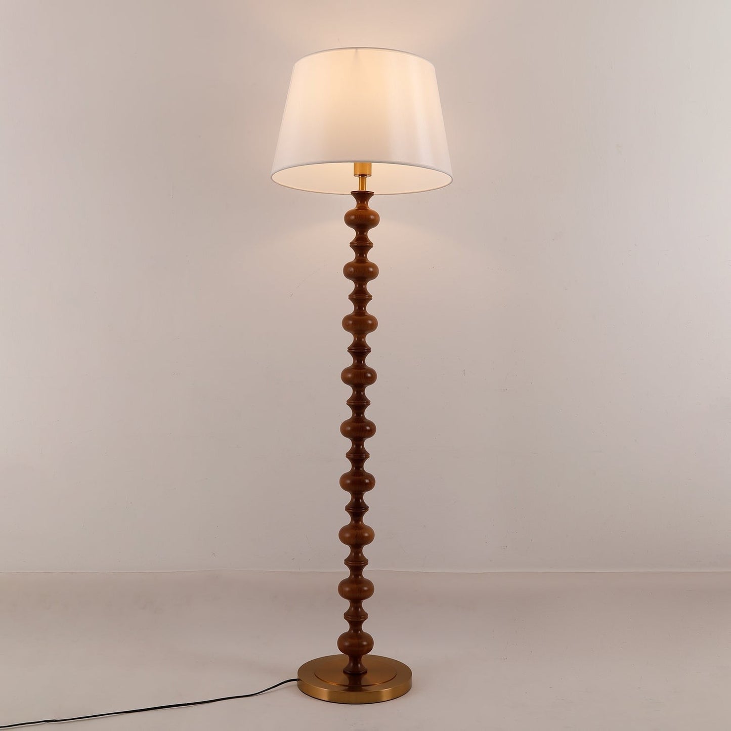 Sculptural Black Base Floor Lamp with Ivory Shade