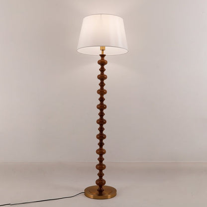 Sculptural Black Base Floor Lamp with Ivory Shade