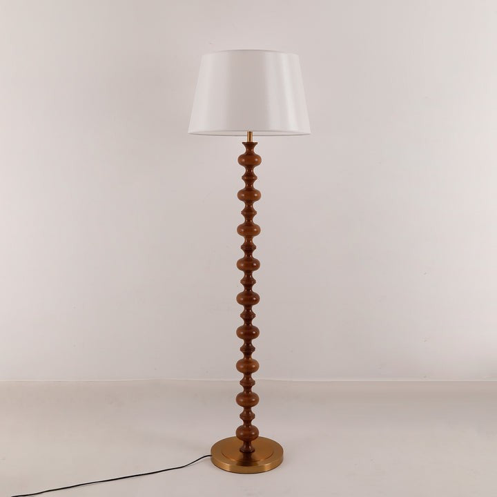 Sculptural Black Base Floor Lamp with Ivory Shade