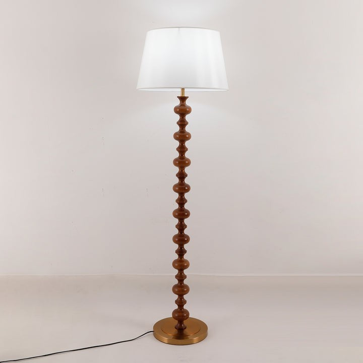 Sculptural Black Base Floor Lamp with Ivory Shade