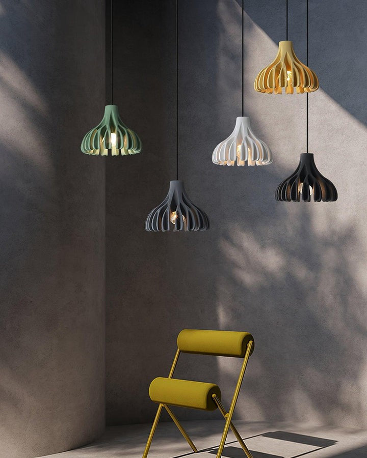 Sculptural Coral Resin Arc Pendant Light