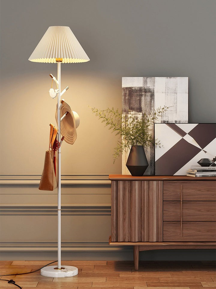 Slim Metal and Marble Base Floor Lamp