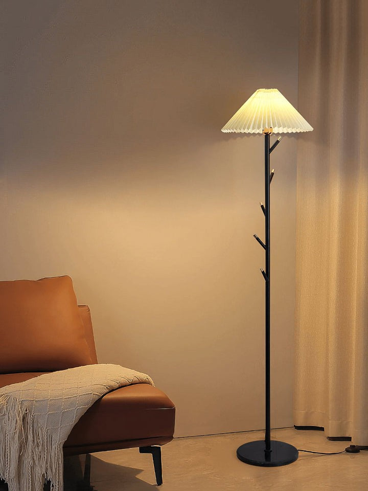 Slim Metal and Marble Base Floor Lamp