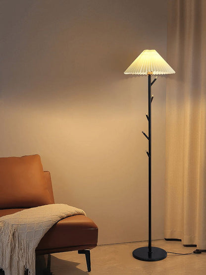 Slim Metal and Marble Base Floor Lamp