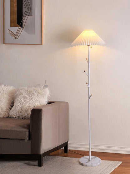Slim Metal and Marble Base Floor Lamp