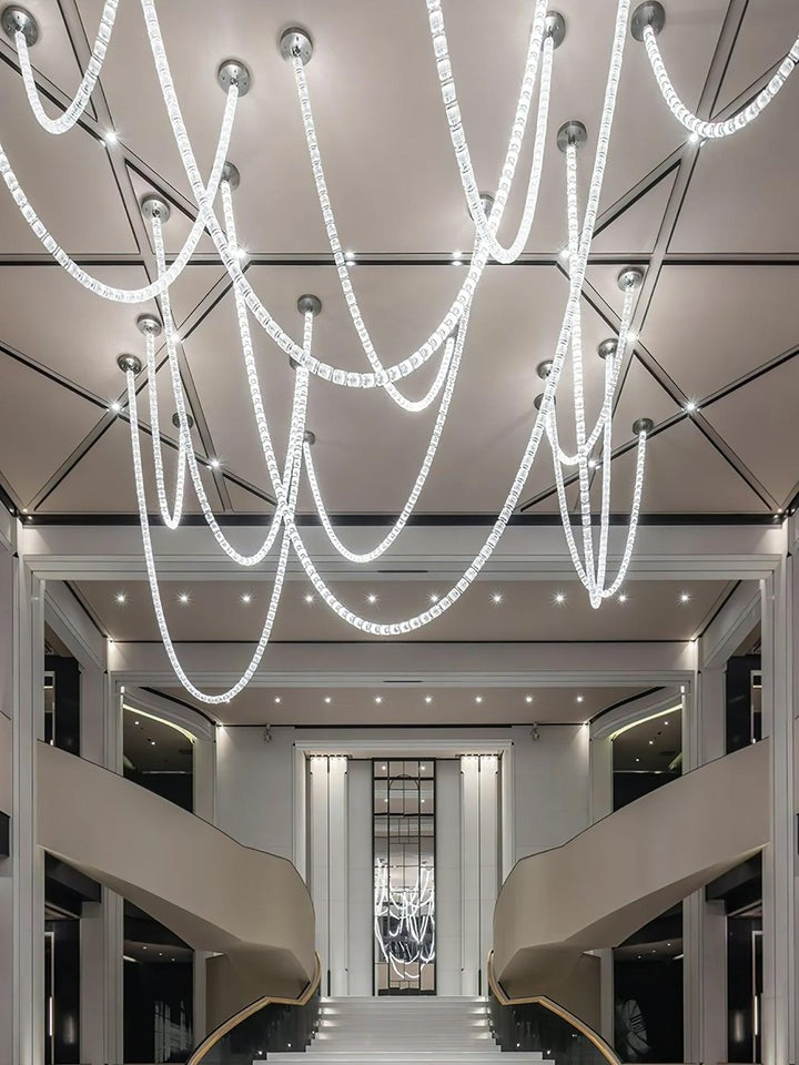Snake-Inspired Crescent LED Chandelier - Style A
