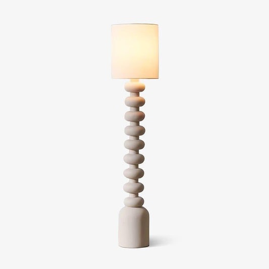 Speckled Bubble Base Floor Lamp with White Drum Shade