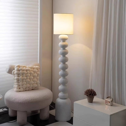Speckled Bubble Base Floor Lamp with White Drum Shade