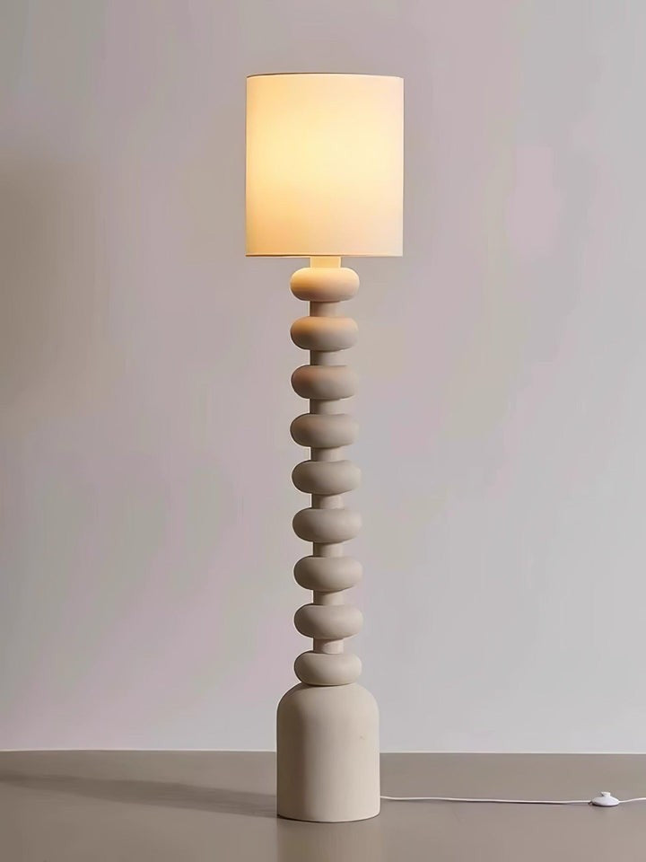 Speckled Bubble Base Floor Lamp with White Drum Shade
