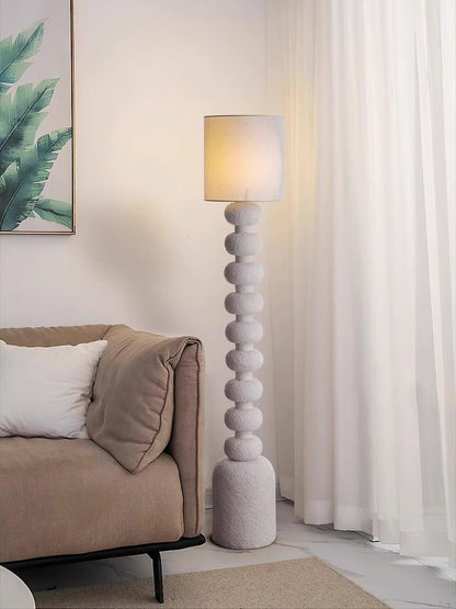 Speckled Bubble Base Floor Lamp with White Drum Shade