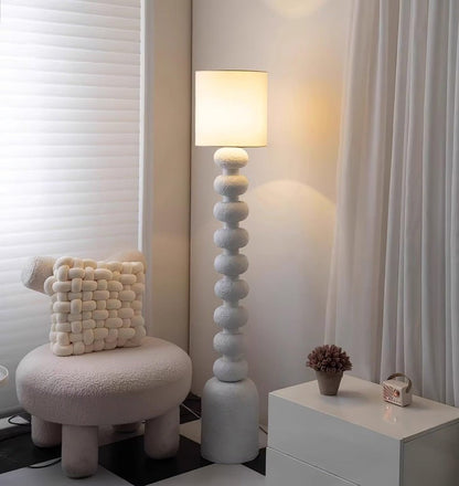 Speckled Bubble Base Floor Lamp with White Drum Shade