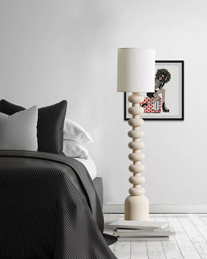 Speckled Bubble Base Floor Lamp with White Drum Shade