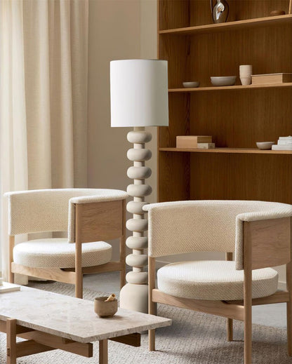 Speckled Bubble Base Floor Lamp with White Drum Shade