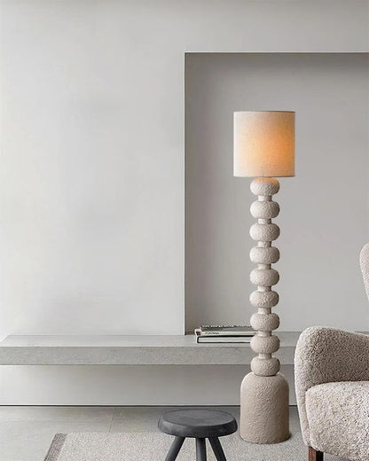 Speckled Bubble Base Floor Lamp with White Drum Shade