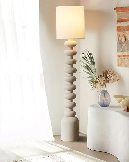 Speckled Bubble Base Floor Lamp with White Drum Shade