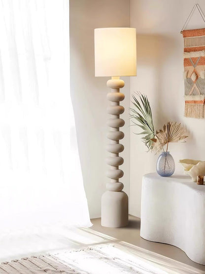 Speckled Bubble Base Floor Lamp with White Drum Shade