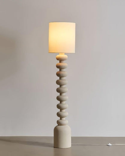 Speckled Bubble Base Floor Lamp with White Drum Shade