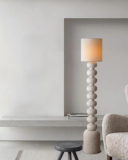 Speckled Bubble Base Floor Lamp with White Drum Shade