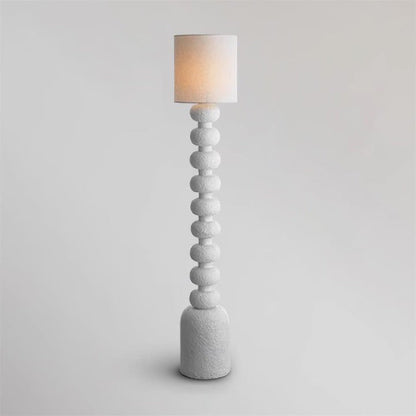 Speckled Bubble Base Floor Lamp with White Drum Shade
