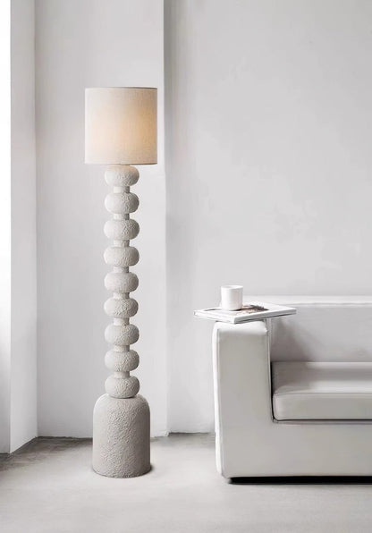 Speckled Bubble Base Floor Lamp with White Drum Shade