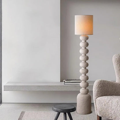 Speckled Bubble Base Floor Lamp with White Drum Shade