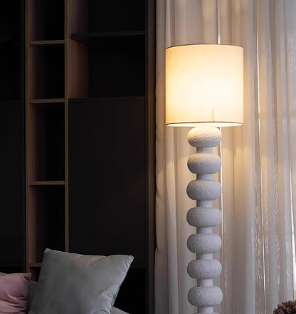 Speckled Bubble Base Floor Lamp with White Drum Shade