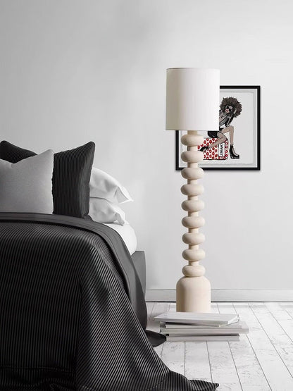 Speckled Bubble Base Floor Lamp with White Drum Shade