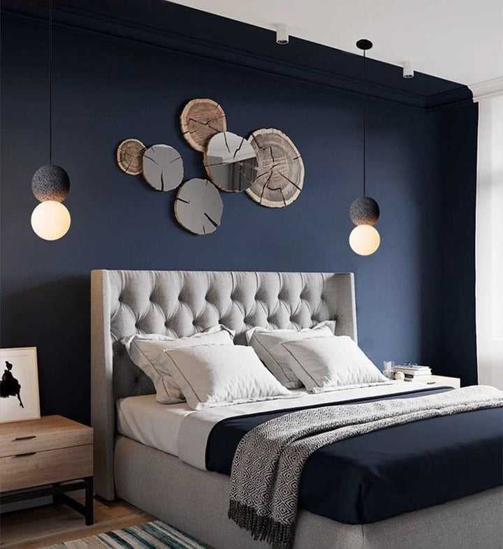 Spherical Volcanic Rock Pendant Light with Opal Glass Diffuser
