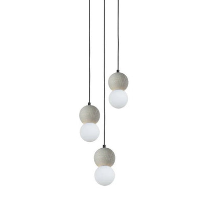 Spherical Volcanic Rock Pendant Light with Opal Glass Diffuser