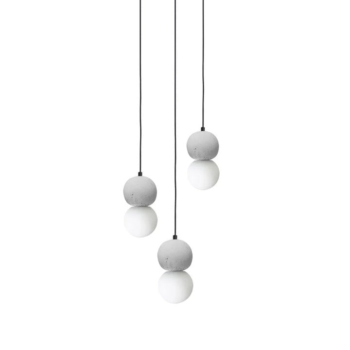 Spherical Volcanic Rock Pendant Light with Opal Glass Diffuser