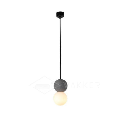Spherical Volcanic Rock Pendant Light with Opal Glass Diffuser