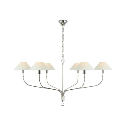 Staggered Tail 6-Light Brass & Fabric Chandelier