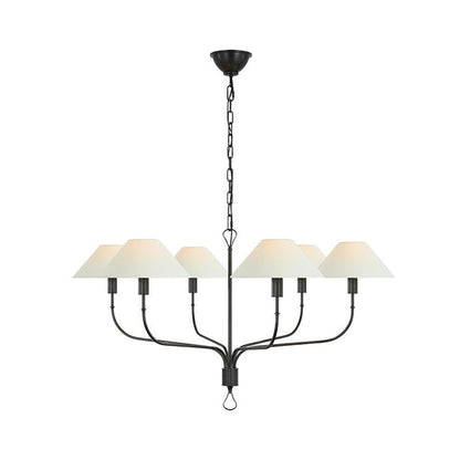 Staggered Tail 6-Light Brass & Fabric Chandelier