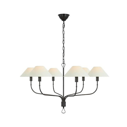 Staggered Tail 6-Light Brass & Fabric Chandelier