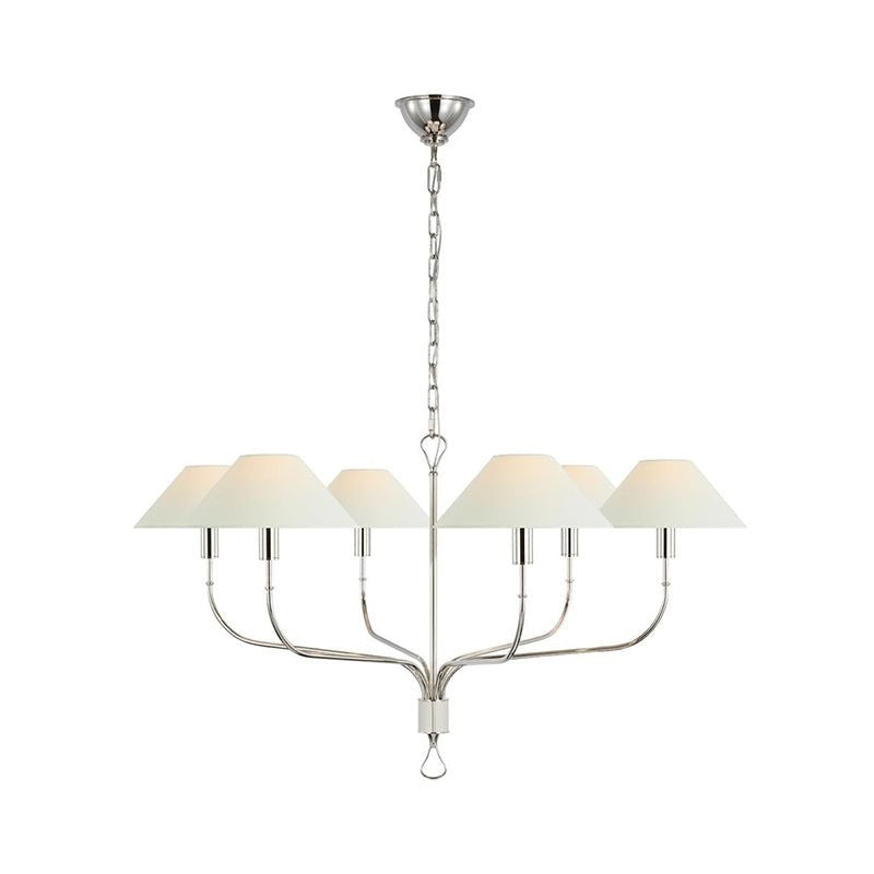 Staggered Tail 6-Light Brass & Fabric Chandelier