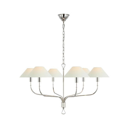 Staggered Tail 6-Light Brass & Fabric Chandelier