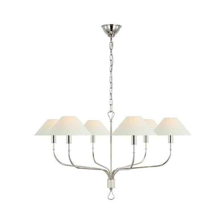 Staggered Tail 6-Light Brass & Fabric Chandelier