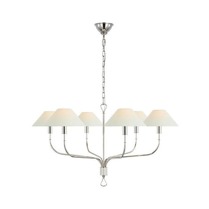 Staggered Tail 6-Light Brass & Fabric Chandelier