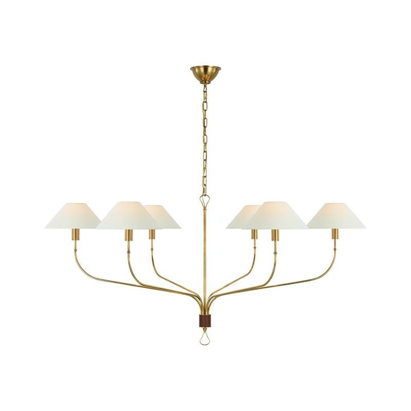 Staggered Tail 6-Light Brass & Fabric Chandelier