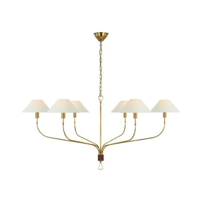 Staggered Tail 6-Light Brass & Fabric Chandelier