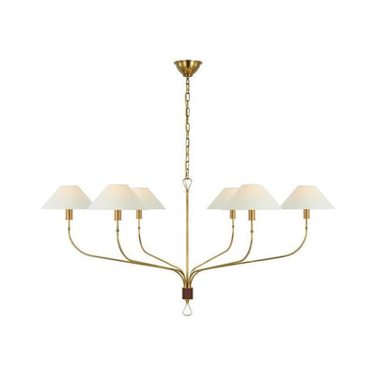 Staggered Tail 6-Light Brass & Fabric Chandelier