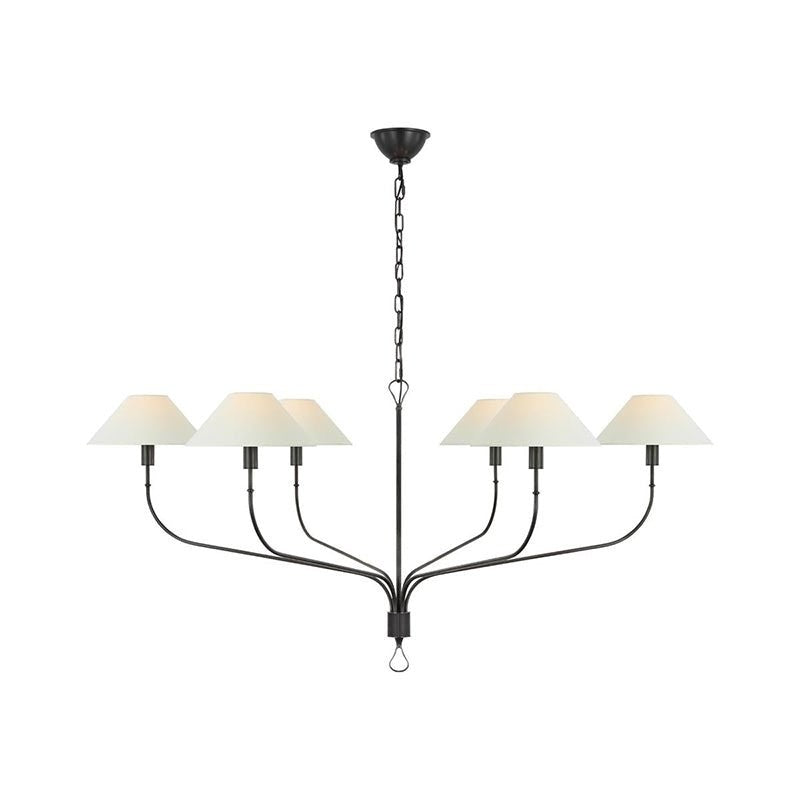 Staggered Tail 6-Light Brass & Fabric Chandelier