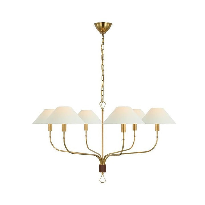 Staggered Tail 6-Light Brass & Fabric Chandelier