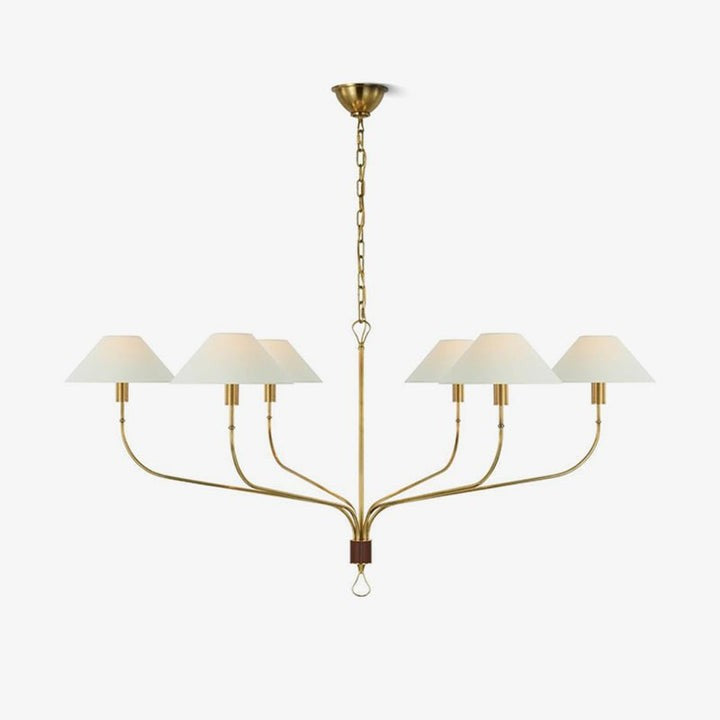 Staggered Tail 6-Light Brass & Fabric Chandelier