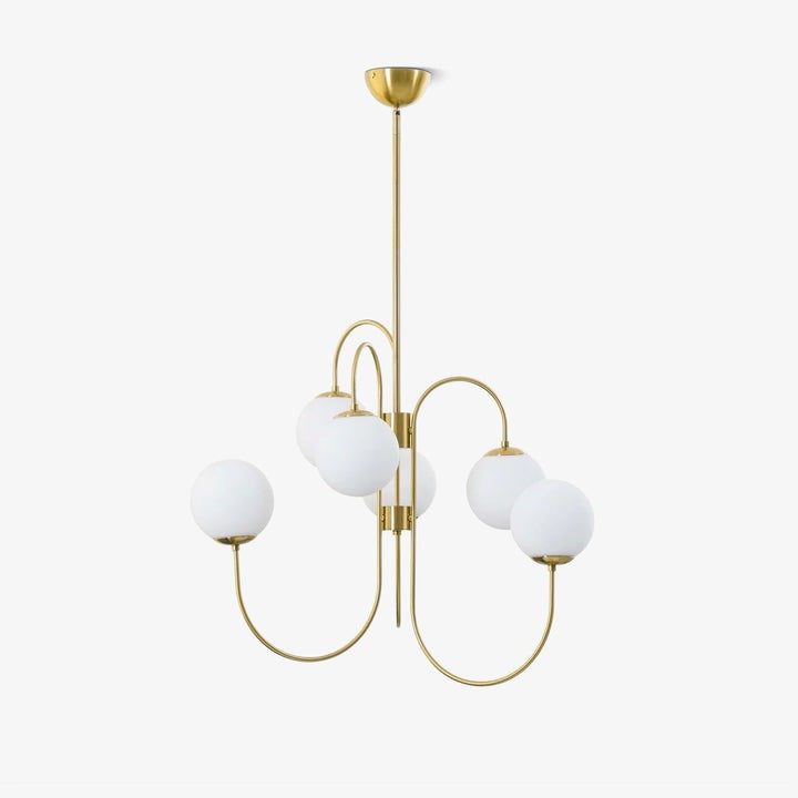 Swan-Neck Metal & Glass Globe Chandelier