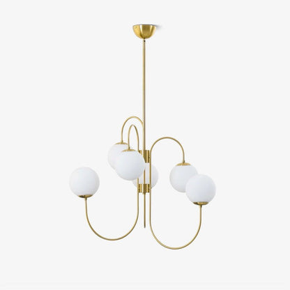 Swan-Neck Metal & Glass Globe Chandelier